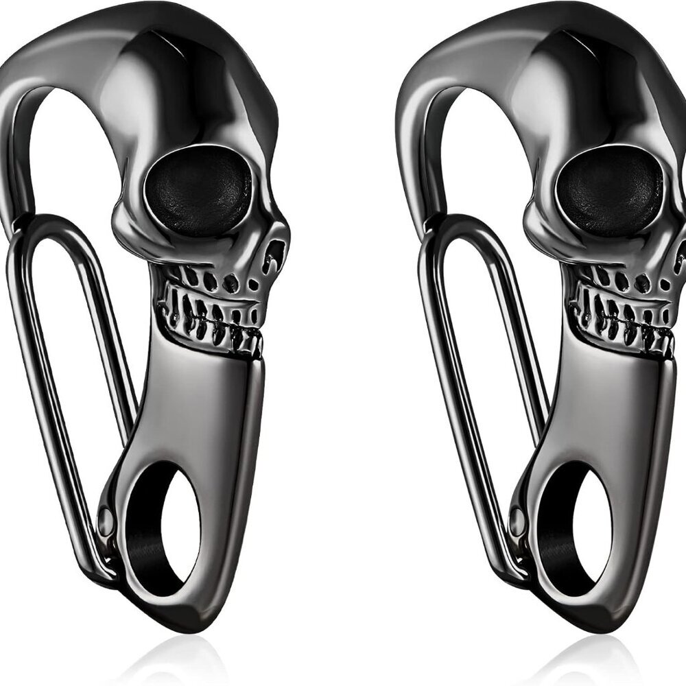 2 Pieces Skull Keychain Skull Wallet Chain Skeleton Clasp Key Buckle for Men Hea